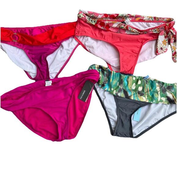 Lot Of 4 New  Swimsuit Bikini Bottoms Sz Womens L Large GIANI BINI Alex Marie - Picture 1 of 9